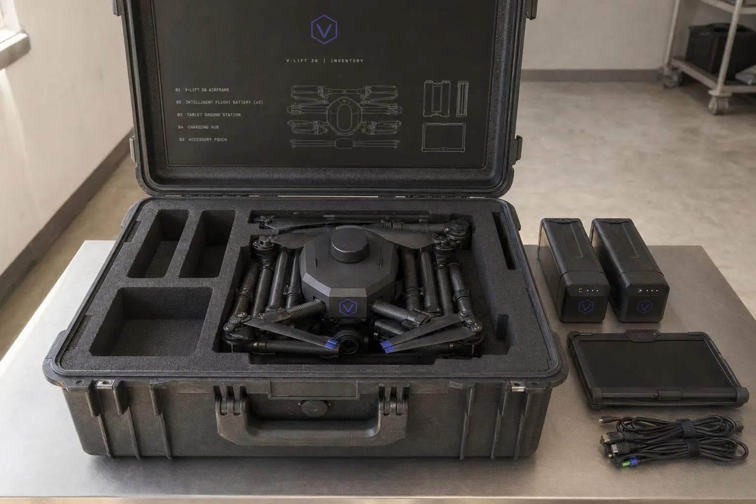 Transport case · airframe folded